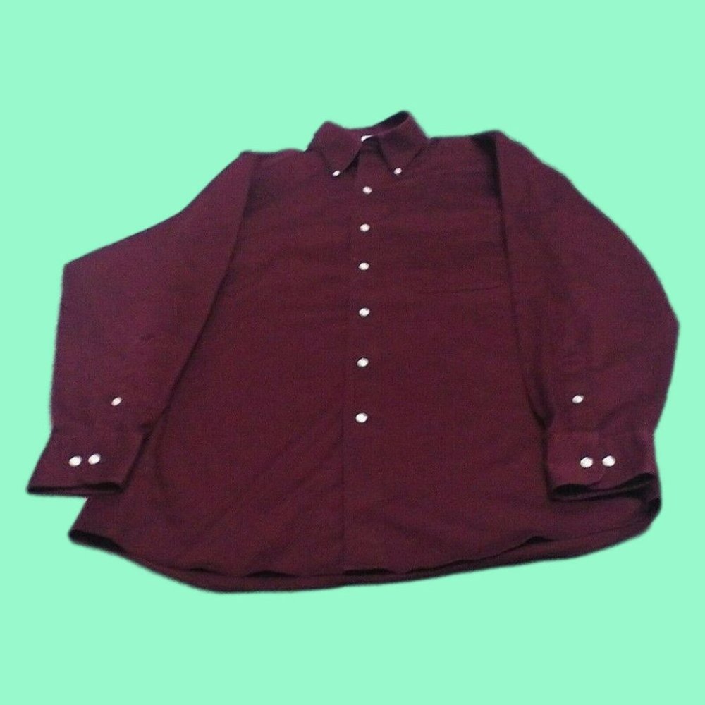 IZOD Men's Shirt Casual/Dress L/Sleeve Cotton Blend Burgundy Regular 15.5 /32-33 - Picture 8 of 14